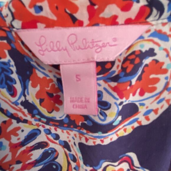 Lilly Pulitzer Top Womens Size Small Silk Dusk Tank Cami Racerback Paisley S - Picture 4 of 5